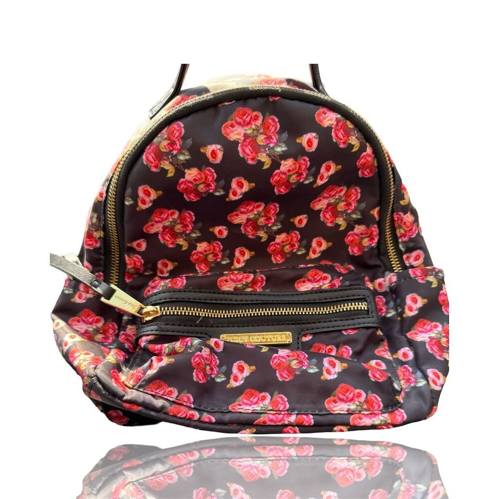 Juicy Couture Women's Mini Floral Backpack Black Adjustable Straps